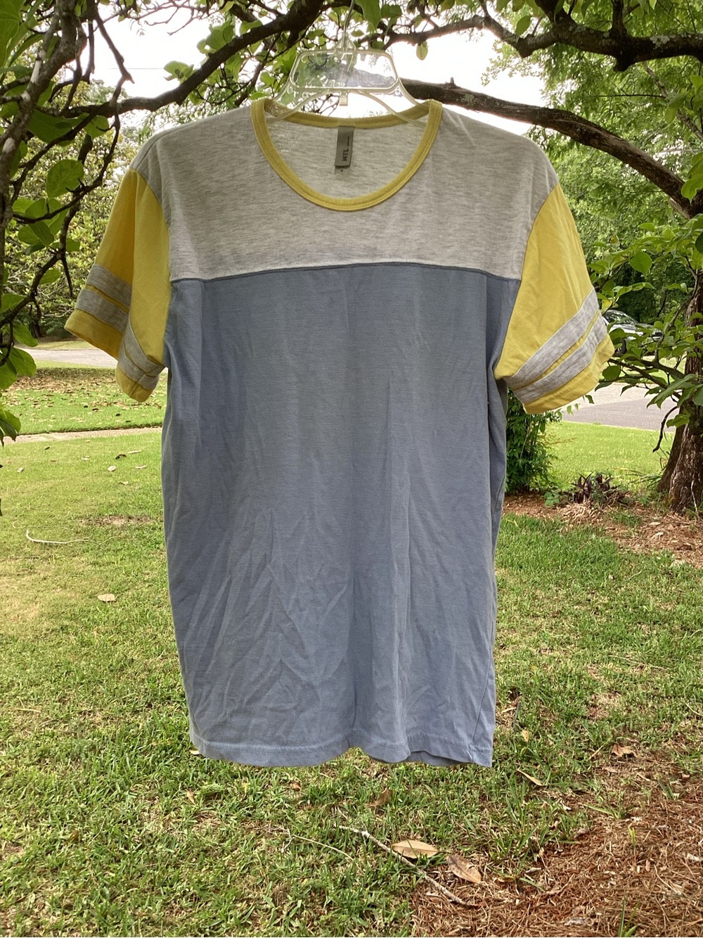 Men's Light Blue & Yellow Colorblock Crew Tee